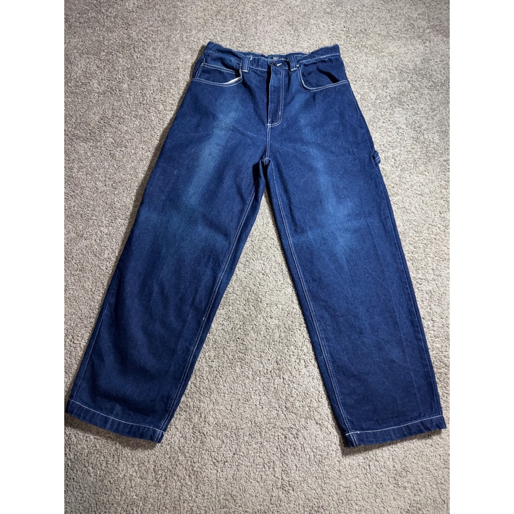 History Iceberg Mens Carpenter Jeans Blue Denim Wide Leg ContrastStitct36x33 Y2K